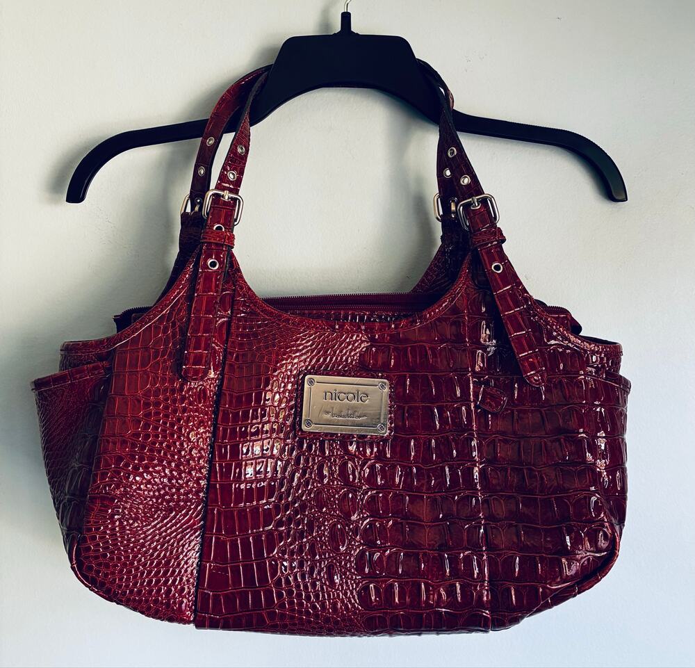 Nicole by Nicole Miller Croc Red Purse Medium